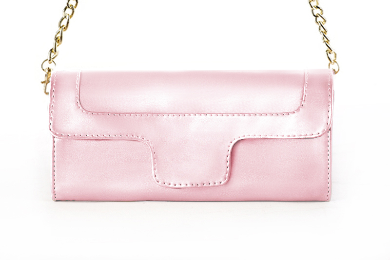 Women's light pink luxurious elegant clutch for ceremonies, weddings and evenings out. - Profile view